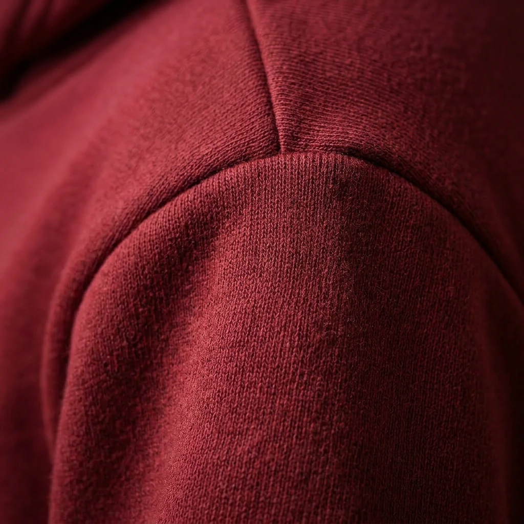 Rich burgundy fleece hoodie for Dobermans, showcasing soft texture and precise seams—crafted for deep-chested dogs with minimalist comfort.