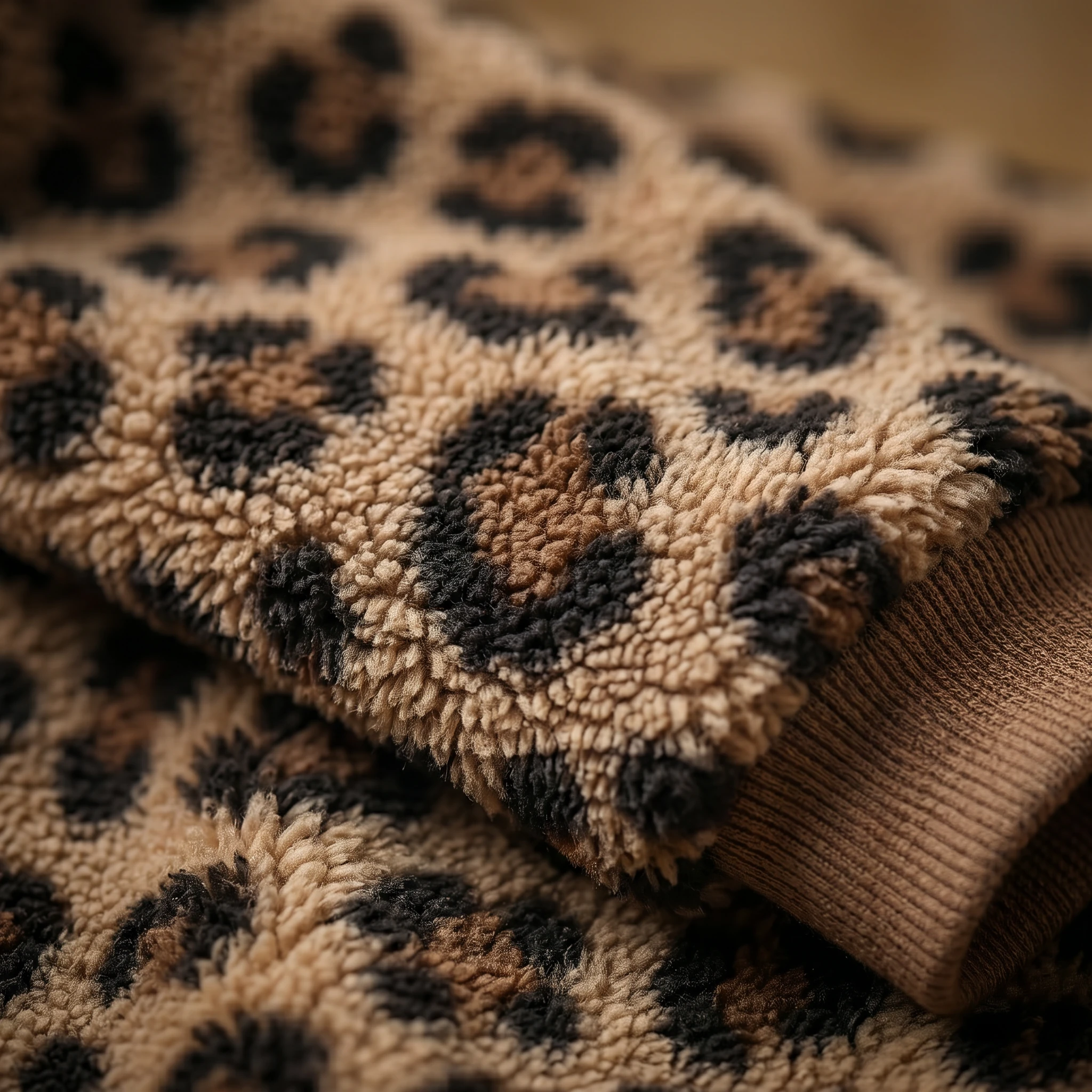 Plush high-pile sherpa fleece dog hoodie for deep-chested breeds, soft texture in warm earth tones with ribbed cuff, minimalist design for functional cold-weather layering.