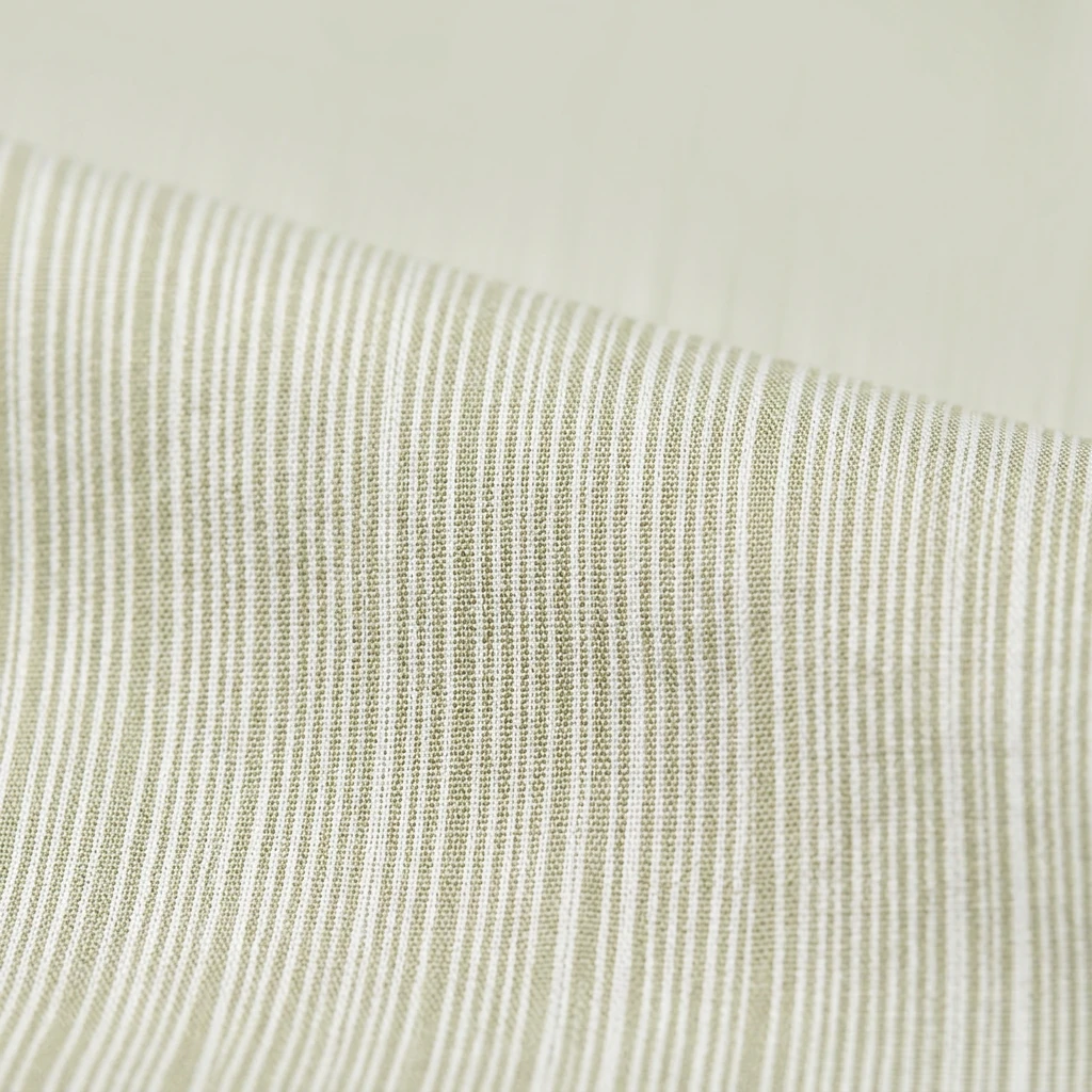 NookPaws™ Deep Chest Striped Shirt for Dobermans — breathable cotton-linen fabric in soft neutral stripes, minimal texture, soft natural lighting, calm functional design for large-breed dogs.