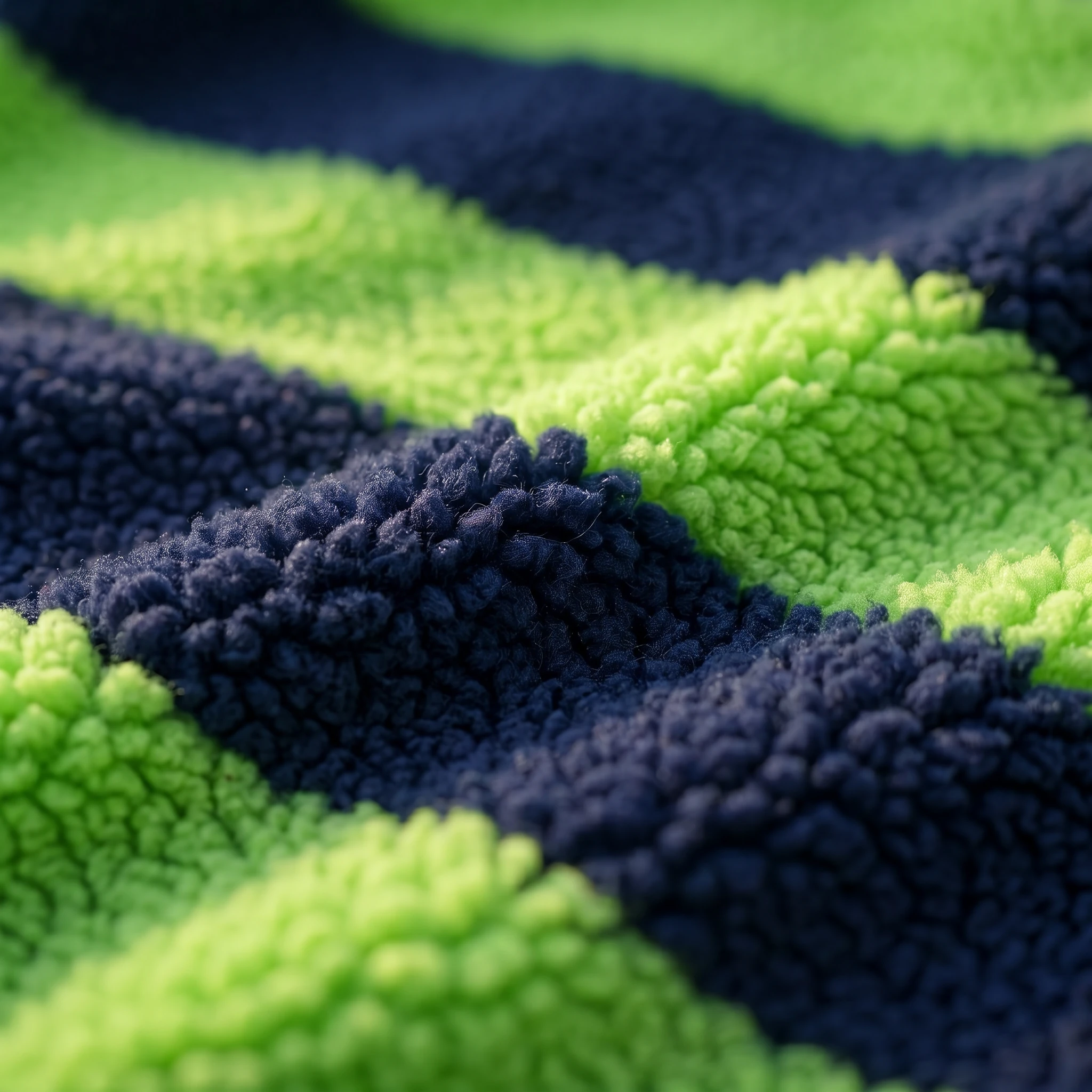 Close-up of NookPaws™ Doberman Mesh Athletic Layer’s soft, textured fabric in navy and lime green stripes, showcasing breathable mesh design for deep-chested dogs.