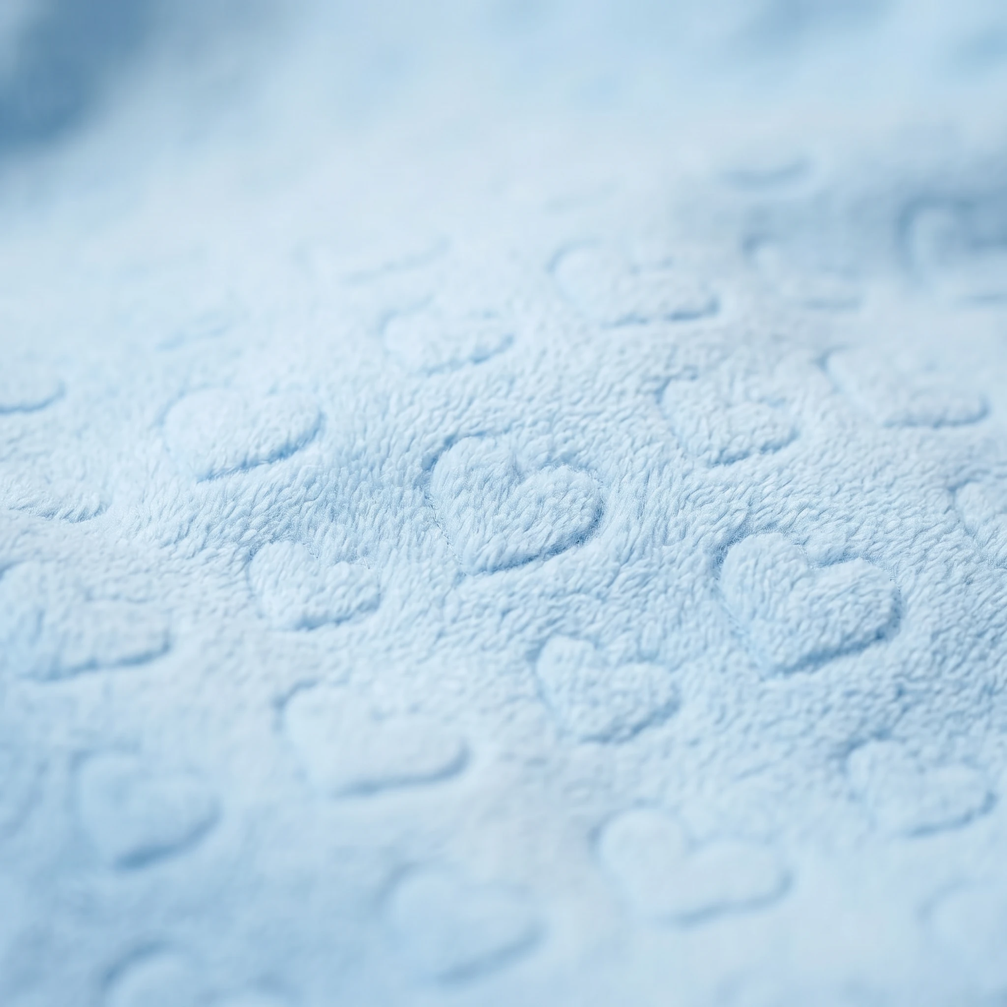 Soft, quilted fabric with subtle heart patterns in pale blue, designed for deep-chested dogs — minimalist dog apparel for calm, indoor comfort and recovery.